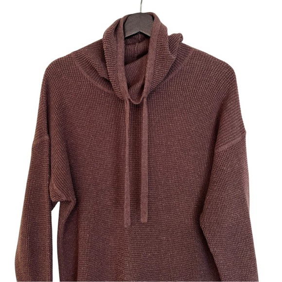 Prana Milani Cowl Neck Sweater Mini Dress Plum Brown Small Cozy Outdoor Gorpcore - Picture 2 of 5